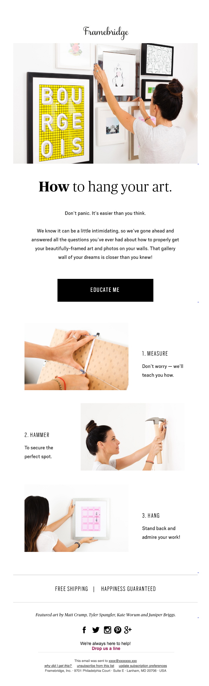 framebridge_nurture Email automation Ecommerce nurture email